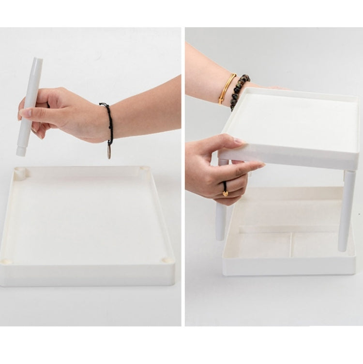 Simple Double-Layer Desktop Rack Dormitory Stationery & Sundries Organizer(White)