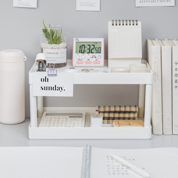 Simple Double-Layer Desktop Rack Dormitory Stationery & Sundries Organizer(White)