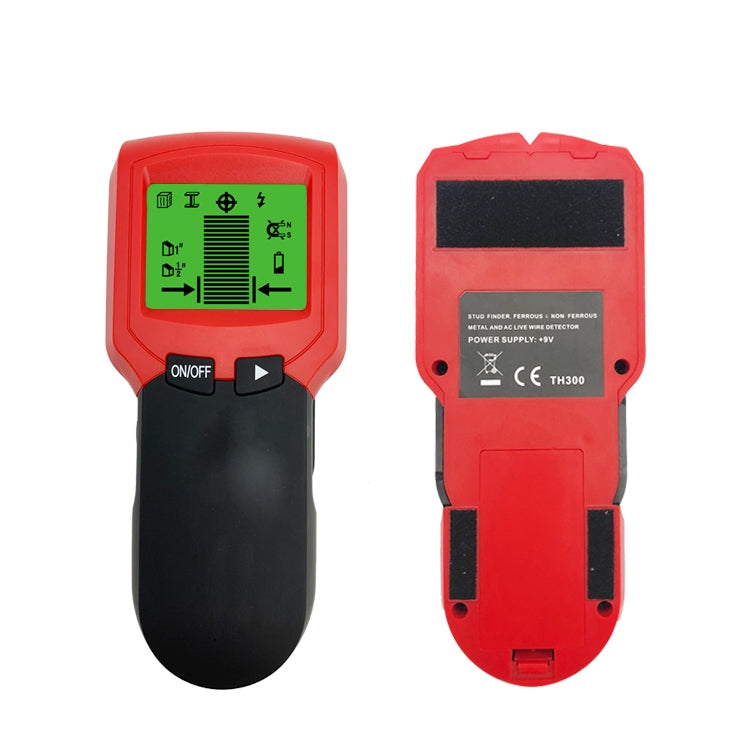 TH300 Handheld Wall Detector Magnetic Metal Detector Beam Column Wire Wood Detector(Red)