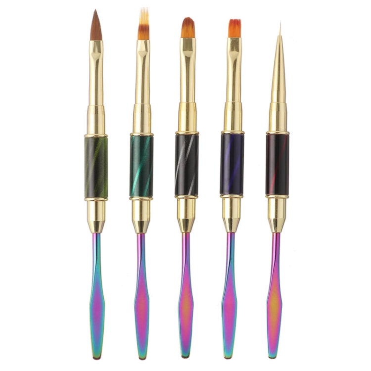 3 PCS Cat Eye Stick Colorful Push Color Stick Nail Double-End Pen Gel Phototherapy Pen Carved Stroke Flower Pen