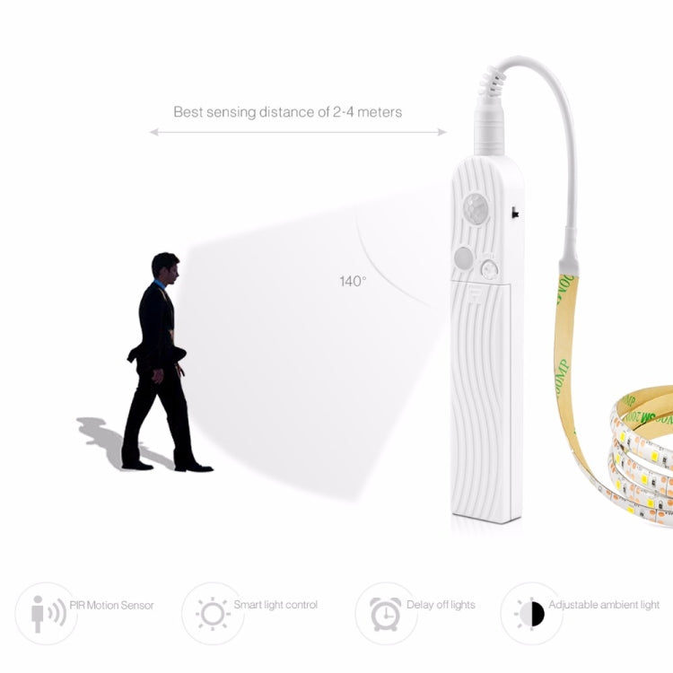USB Intelligent Sensor LED Strip Light Night Light for TV, Closet, Wardrobe, Stairs, Door, Length:2m