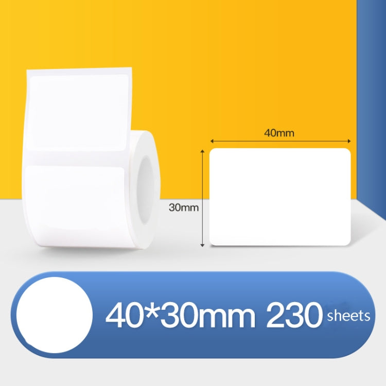 Thermal Label Paper Self-Adhesive Paper Fixed Asset Food Clothing Tag Price Tag for NIIMBOT B11 / B3S, Size: 40x30mm 230 Sheets