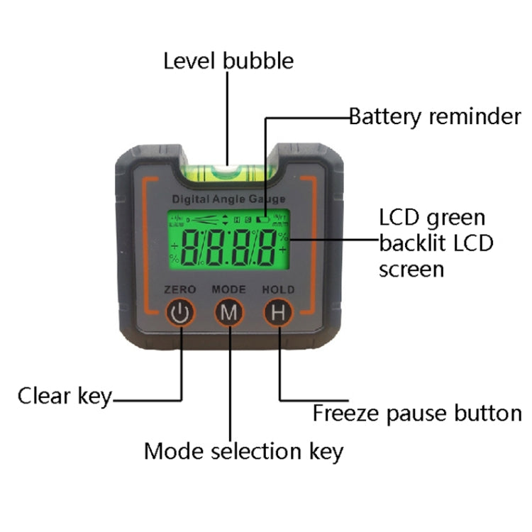 DL1908A Mini Digital Inclinometer Multi-Function Magnetic Torpedo Digital Display Mini Spirit Level