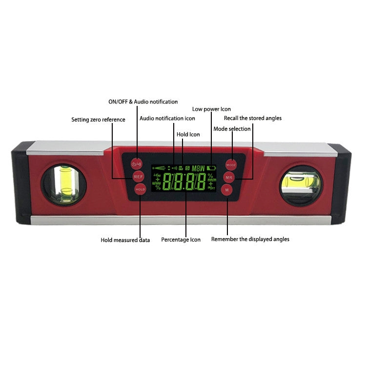 DL135 Digital Display Level High-Precision Magnetic Aluminum Alloy Multi-Function Slope Measuring Instrument(Red Upgrade Version)