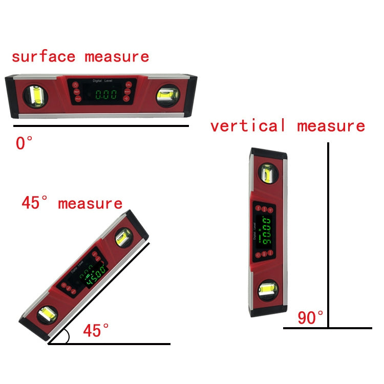 DL135 Digital Display Level High-Precision Magnetic Aluminum Alloy Multi-Function Slope Measuring Instrument(Red Upgrade Version)