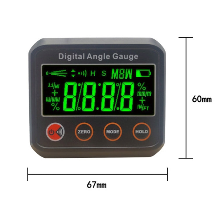 DL1912 Digital Display Inclinometer High Precision Multifunctional Magnetic Electronic Mini Spirit Level(Black)