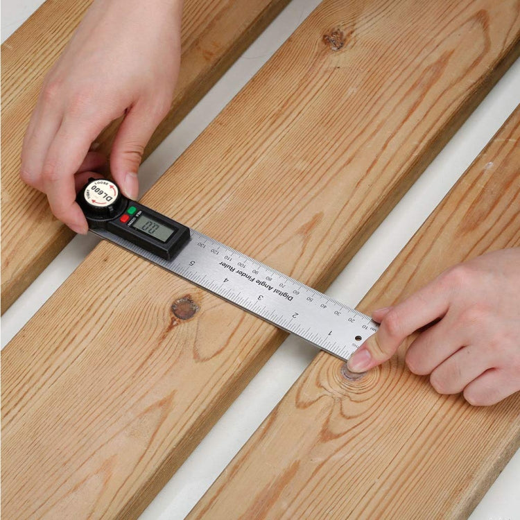DL600 Multifunctional Electronic Protractor Stainless Steel Digital Display Universal Angle Ruler(Silver Gray)