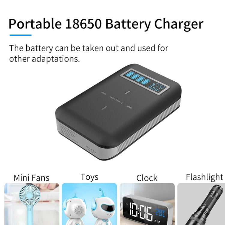 4 X 18650 Battery (Not Included) Dual-Way QC Charger Power Bank Shell Box With 2 X USB Interface Output & Display & Wireless Charging