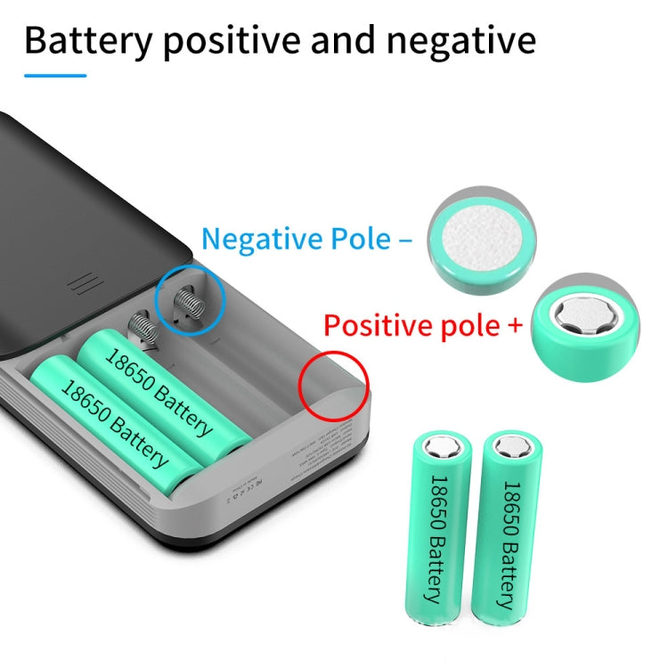 4 X 18650 Battery (Not Included) Dual-Way QC Charger Power Bank Shell Box With 2 X USB Interface Output & Display & Wireless Charging