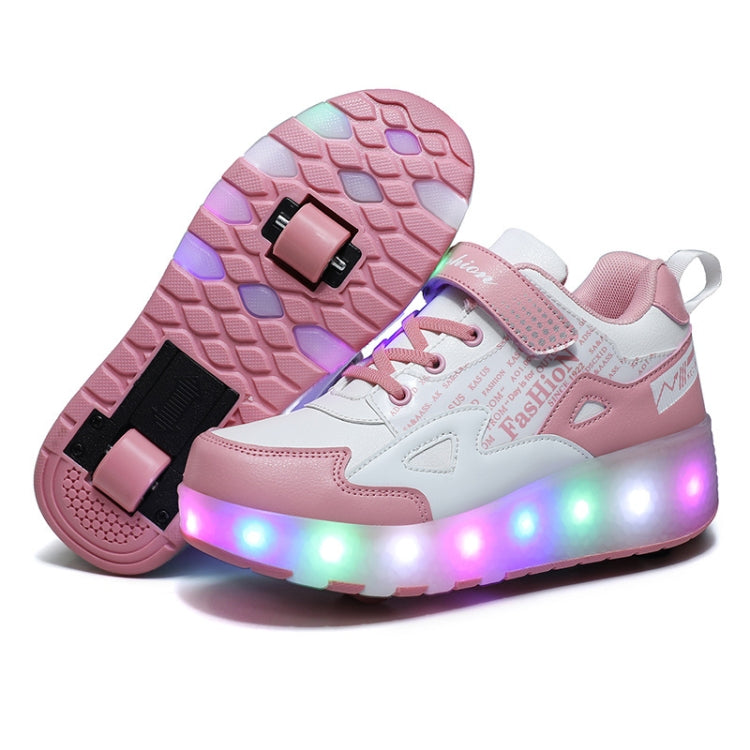 E68 Two-Wheeled Children Skating Shoes Rechargeable Light Wheel Shoes, Size: 30