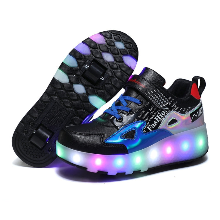 E68 Two-Wheeled Children Skating Shoes Rechargeable Light Wheel Shoes, Size: 30