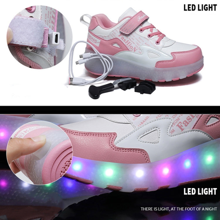 E68 Two-Wheeled Children Skating Shoes Rechargeable Light Wheel Shoes, Size: 30