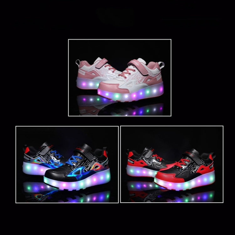 E68 Two-Wheeled Children Skating Shoes Rechargeable Light Wheel Shoes, Size: 35