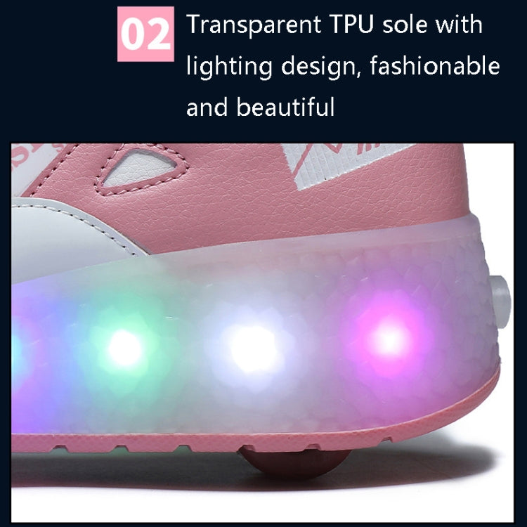 E68 Two-Wheeled Children Skating Shoes Rechargeable Light Wheel Shoes, Size: 35