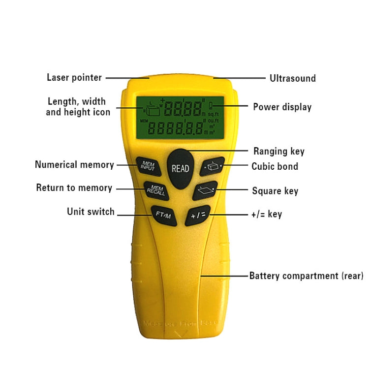 UL100 Ultrasonic Distance Meter Infrared Handheld Distance Measuring Instrument
