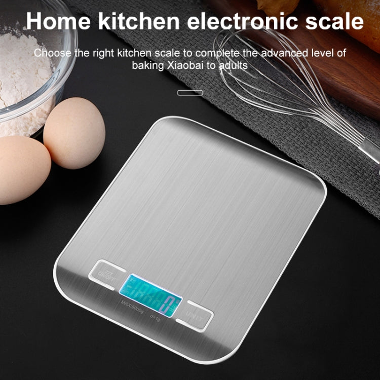 Stainless Steel Small Food Electronic Scale Kitchen Portable Baking Electronic Scale, Colour: 5kg/1g (Battery Model White)