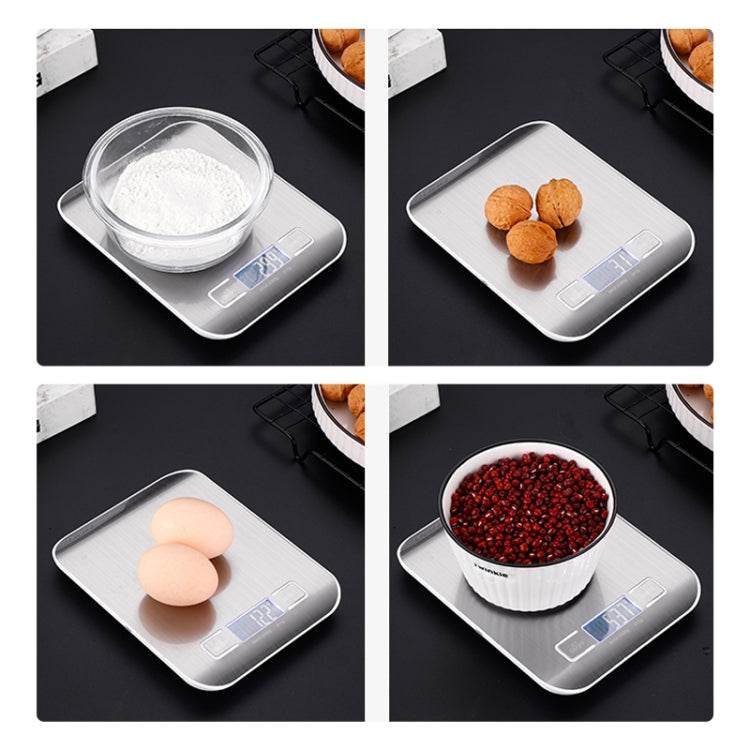 Stainless Steel Small Food Electronic Scale Kitchen Portable Baking Electronic Scale, Colour: 5kg/1g (Rechargeable White)