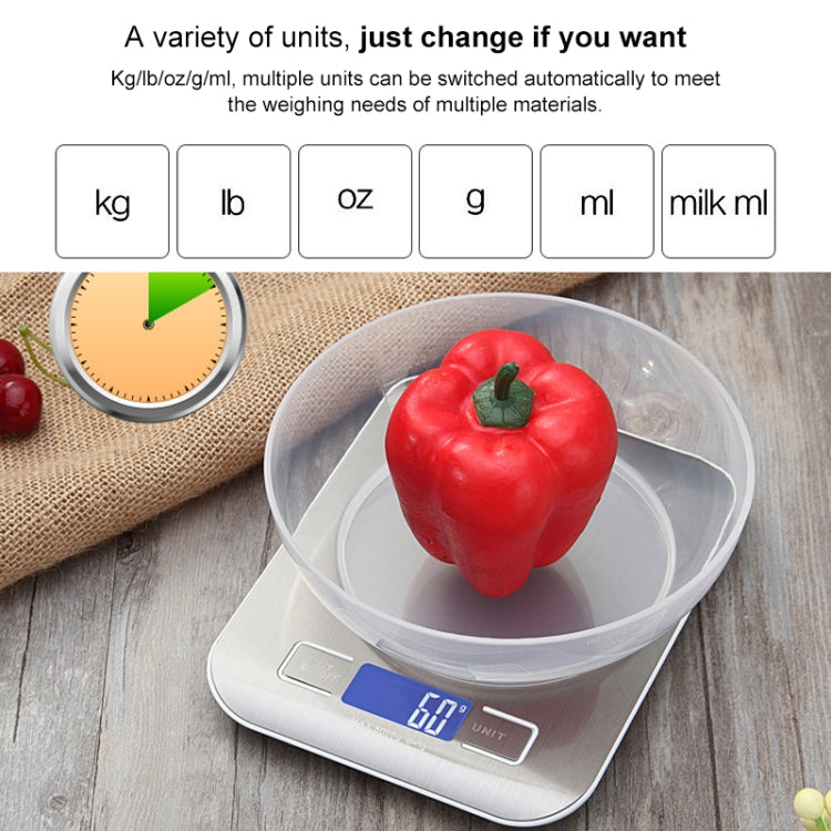 Stainless Steel Small Food Electronic Scale Kitchen Portable Baking Electronic Scale, Colour: 5kg/1g (Rechargeable White)