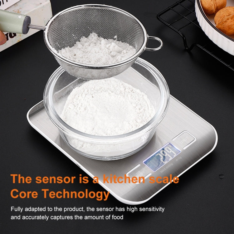 Stainless Steel Small Food Electronic Scale Kitchen Portable Baking Electronic Scale, Colour: 5kg/1g (Rechargeable White)