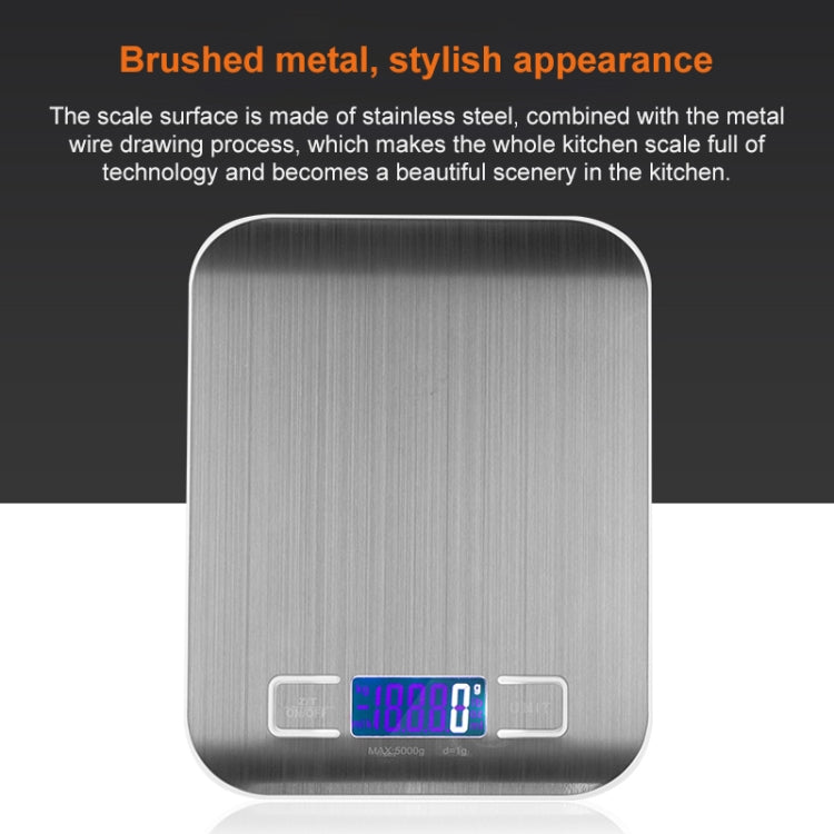 Stainless Steel Small Food Electronic Scale Kitchen Portable Baking Electronic Scale, Colour: 5kg/1g (Rechargeable White)