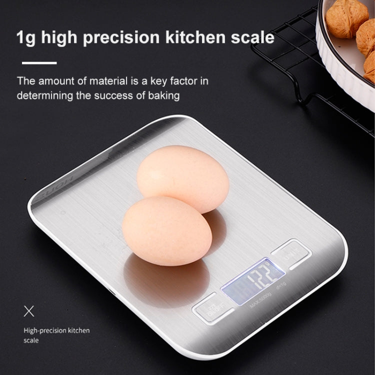 Stainless Steel Small Food Electronic Scale Kitchen Portable Baking Electronic Scale, Colour: 10kg/1g (Battery Model Black)