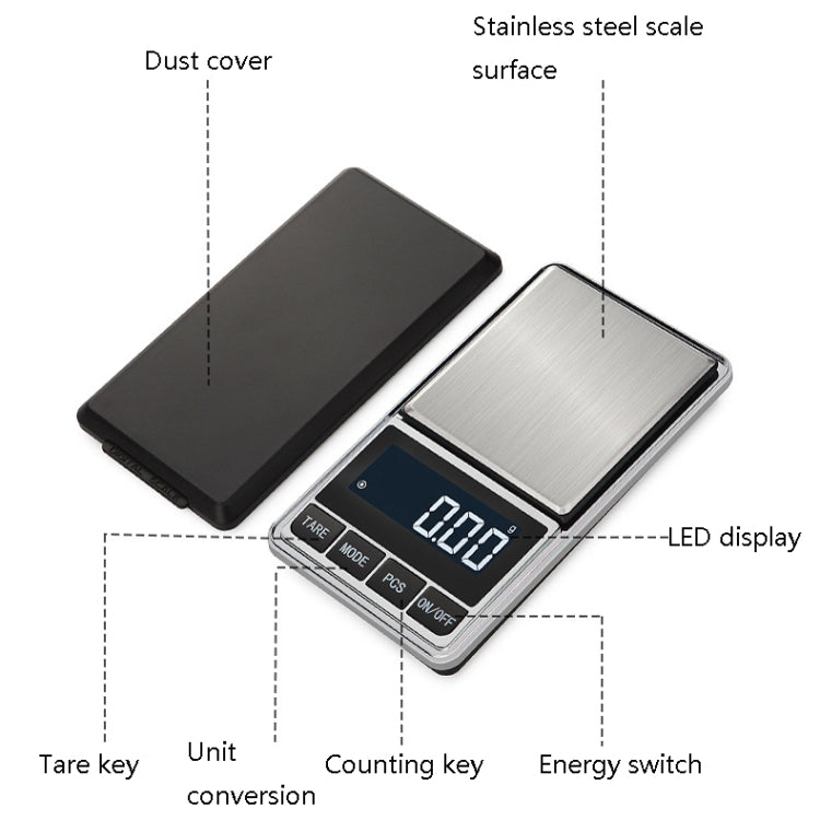 Kitchen Stainless Steel Mini Portable Scale High Precision Jewelry Scale Electronic Scale, Specification: 500g/0.01g