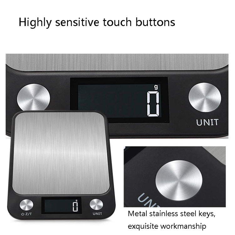 Small Kitchen Food Scale Stainless Steel Electronic Kitchen Scale 5kg/1g (Battery English Version Black)