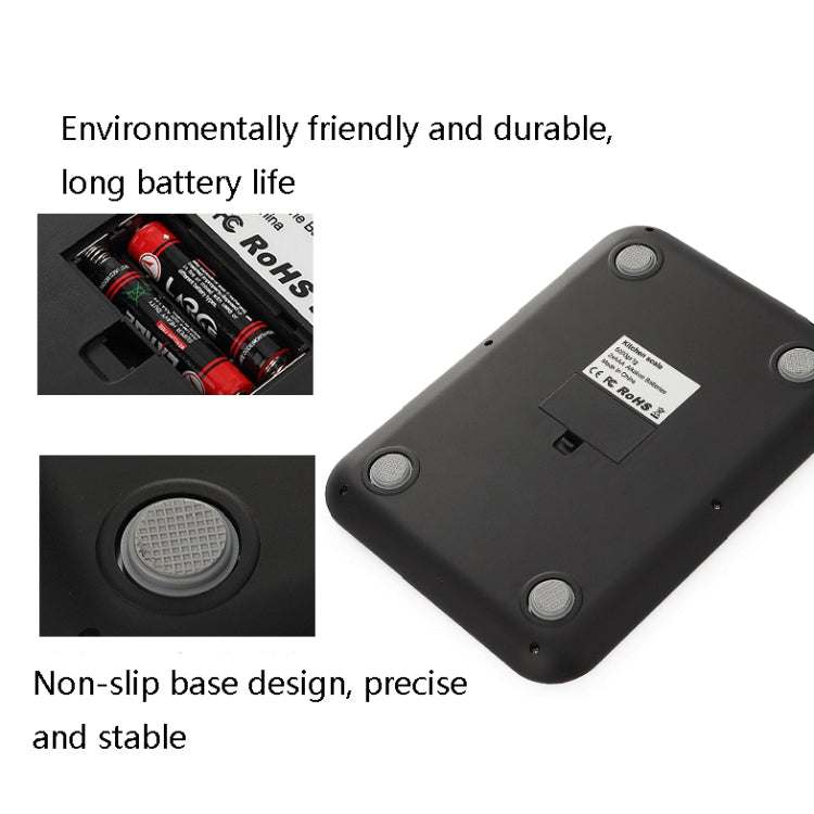 Small Kitchen Food Scale Stainless Steel Electronic Kitchen Scale 10kg/1g (Battery English Version Black)