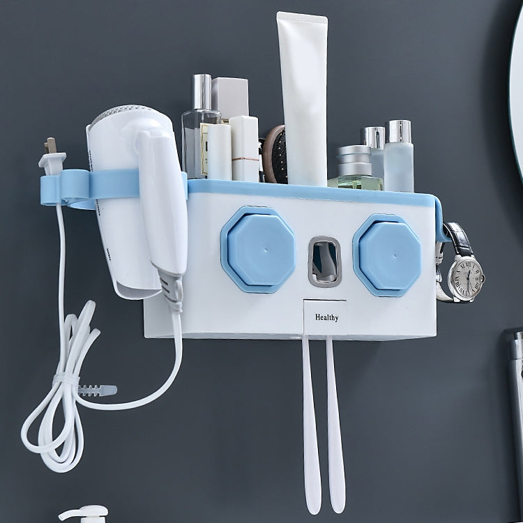 Household Bathroom Multifunctional Hair Dryer Rack Toothpaste Toothbrush Storage Box Free Perforation Wall-Mounted Rack