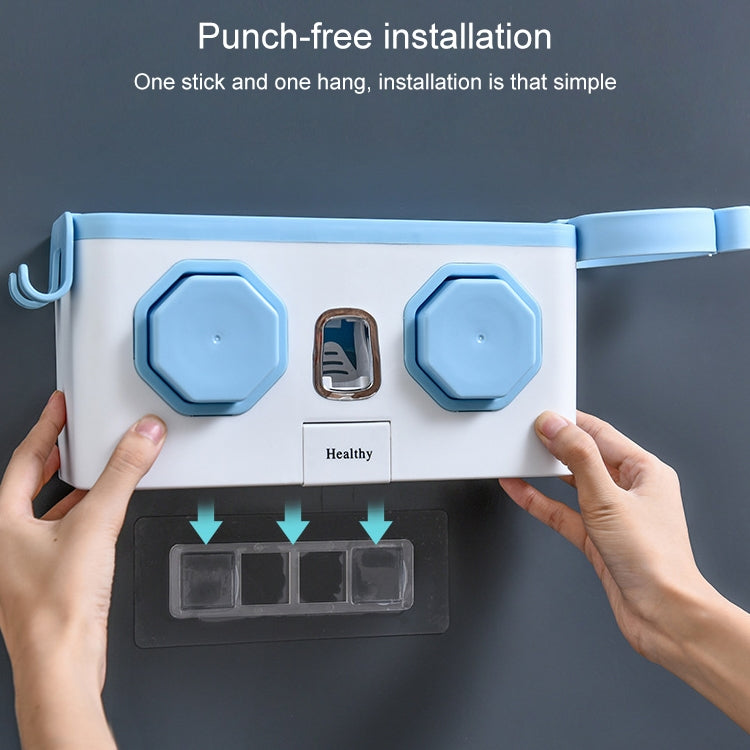 Household Bathroom Multifunctional Hair Dryer Rack Toothpaste Toothbrush Storage Box Free Perforation Wall-Mounted Rack