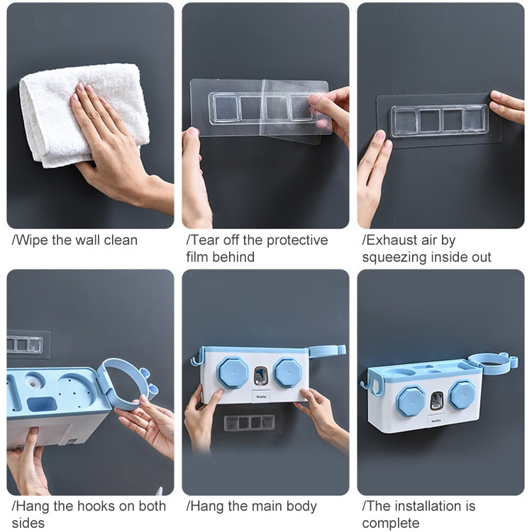 Household Bathroom Multifunctional Hair Dryer Rack Toothpaste Toothbrush Storage Box Free Perforation Wall-Mounted Rack