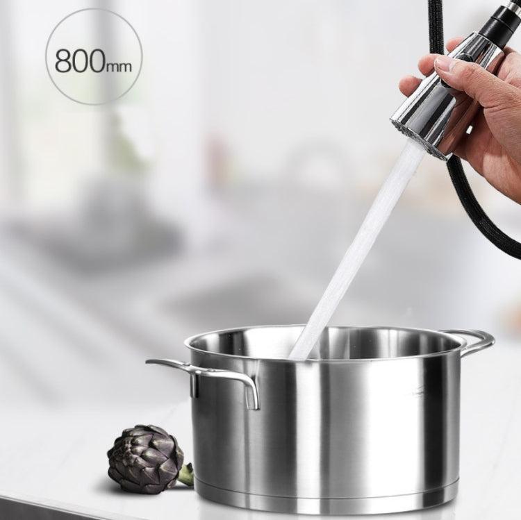 Kitchen Touch Sensor Faucet Sink Pull-Out Rotary Hot & Cold Faucet(Black)