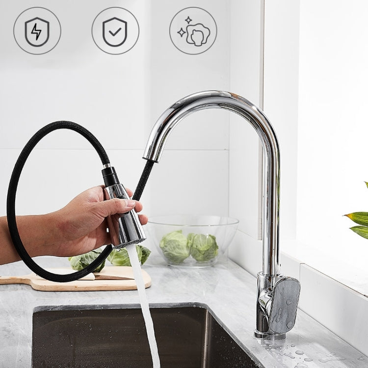 Kitchen Touch Sensor Faucet Sink Pull-Out Rotary Hot & Cold Faucet(Black)