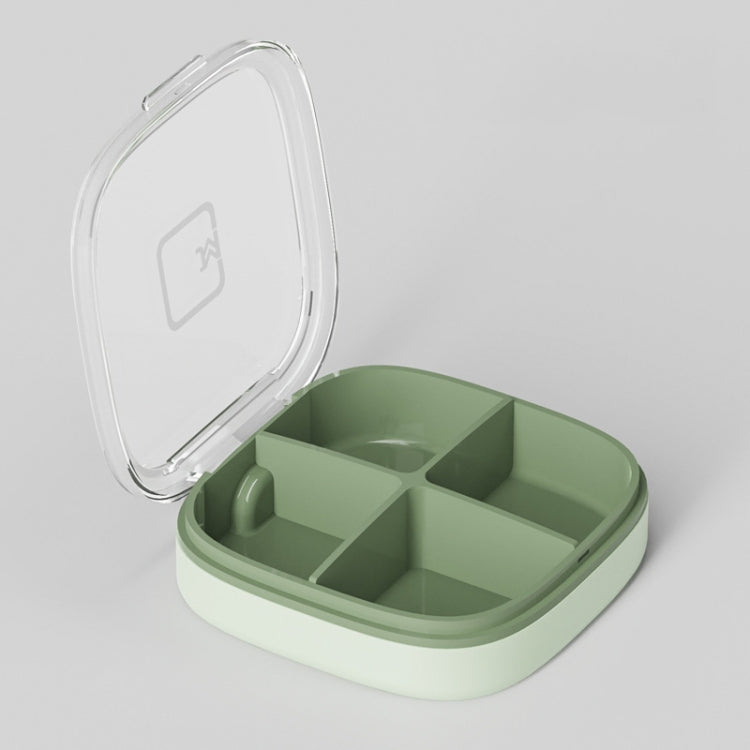 3 PCS Portable Small Pill Box Sealed Portable Travel Pill Box Green 4 Grid