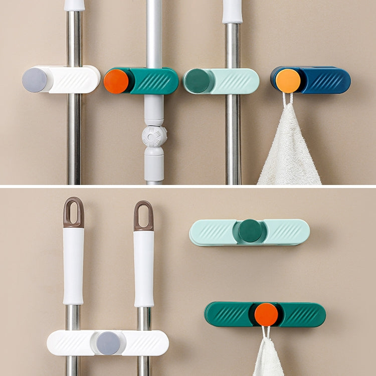 3 PCS Mop Hook Wall Hanging Bathroom Mop Storage Fixed Buckle Broom Holder, Colour: White Dual Card Slots