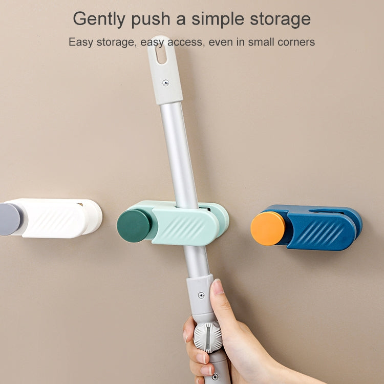 3 PCS Mop Hook Wall Hanging Bathroom Mop Storage Fixed Buckle Broom Holder, Colour: White Dual Card Slots