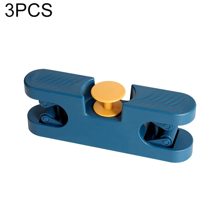 3 PCS Mop Hook Wall Hanging Bathroom Mop Storage Fixed Buckle Broom Holder, Colour: Blue Dual Card Slots