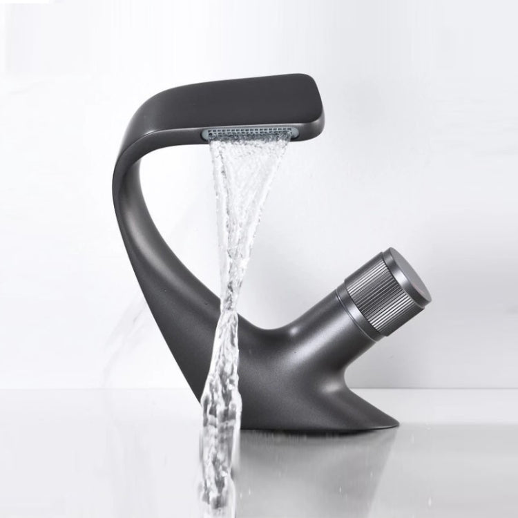 Basin Waterfall Type Hot & Cold Water All-Copper Faucet Bathroom Sanitary Ware (Gun Grey)