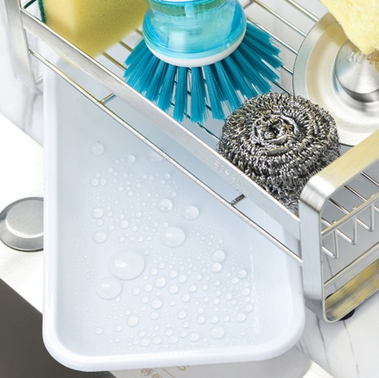 Kitchen Stainless Steel Drain Cloth Rack Countertop Sponge Dish Washing Arrangement Rack Size: Small