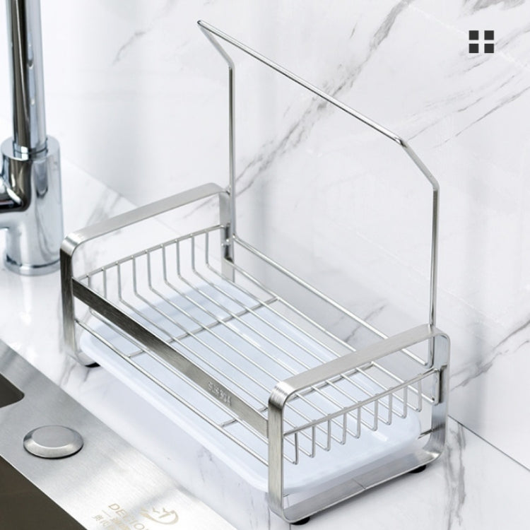 Kitchen Stainless Steel Drain Cloth Rack Countertop Sponge Dish Washing Arrangement Rack Size: Large