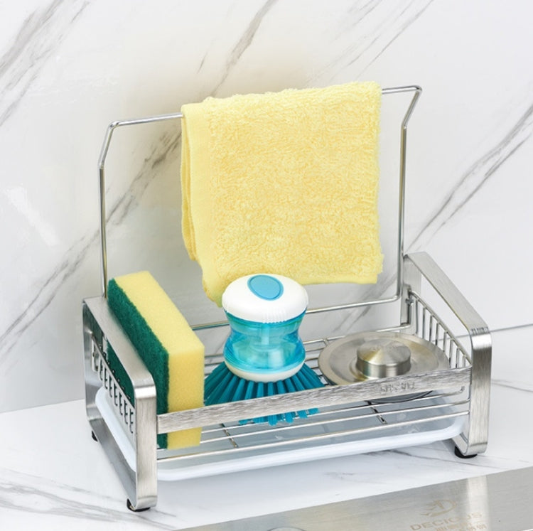 Kitchen Stainless Steel Drain Cloth Rack Countertop Sponge Dish Washing Arrangement Rack Size: Large