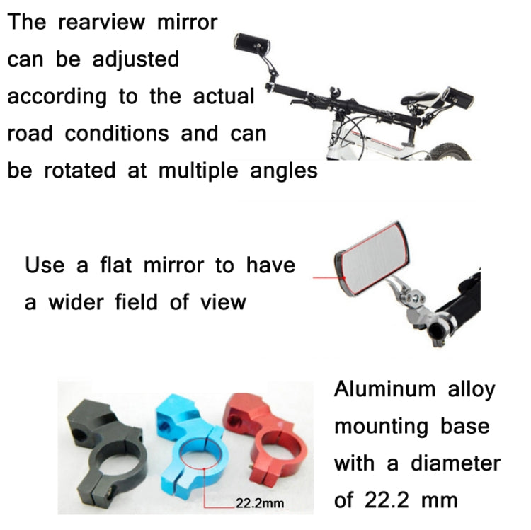 2 PCS Mountain Bike Rearview Mirror Electric Vehicle Aluminum Alloy Mirror, Random Color Delivery