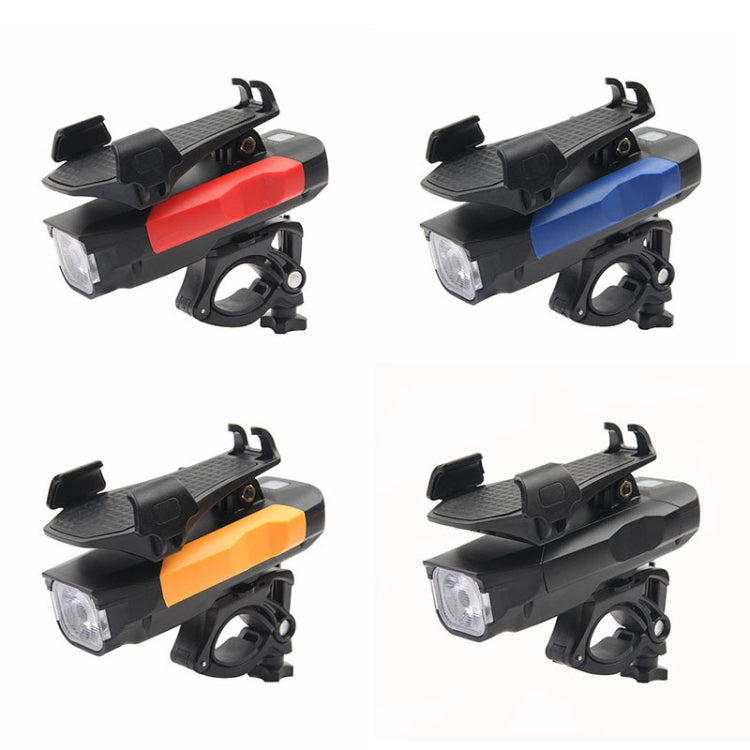 500LM Bicycle Light Mobile Phone Holder Multi-Function Riding Front Light With Horn 4000 mAh (Black Orange)