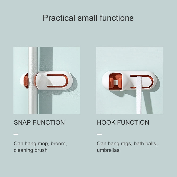 3 PCS Bathroom Toilet Mop Clip Wall-Mounted Rack Broom Mop Hook