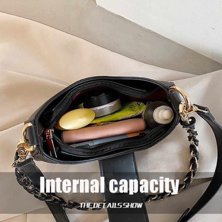 319HC Winter Animal Print Underarm Small Square Bag With Rhinestone Lock One-Shoulder Messenger Handbag(Black)