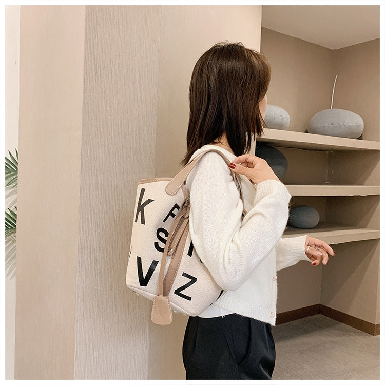 8891XBM Fashion High Capacity Canvas Bag Portable Bucket Bag