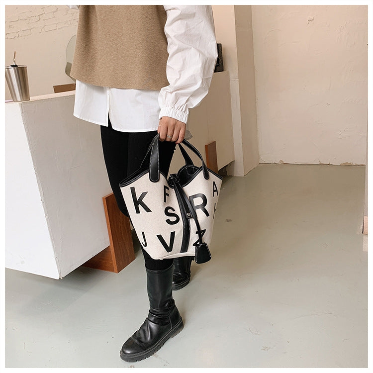 8891XBM Fashion High Capacity Canvas Bag Portable Bucket Bag