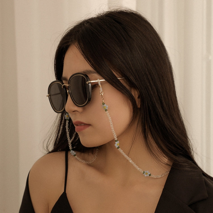 2 PCS Mask Anti-Lost Beads Hanging Chain Fashion Crystal Beads Small Flower Glasses Chain