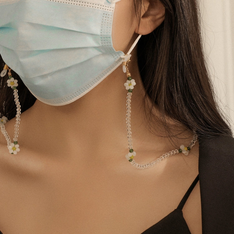 2 PCS Mask Anti-Lost Beads Hanging Chain Fashion Crystal Beads Small Flower Glasses Chain