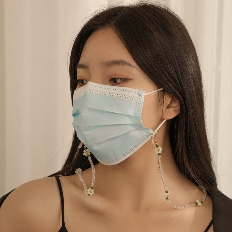 2 PCS Mask Anti-Lost Beads Hanging Chain Fashion Crystal Beads Small Flower Glasses Chain